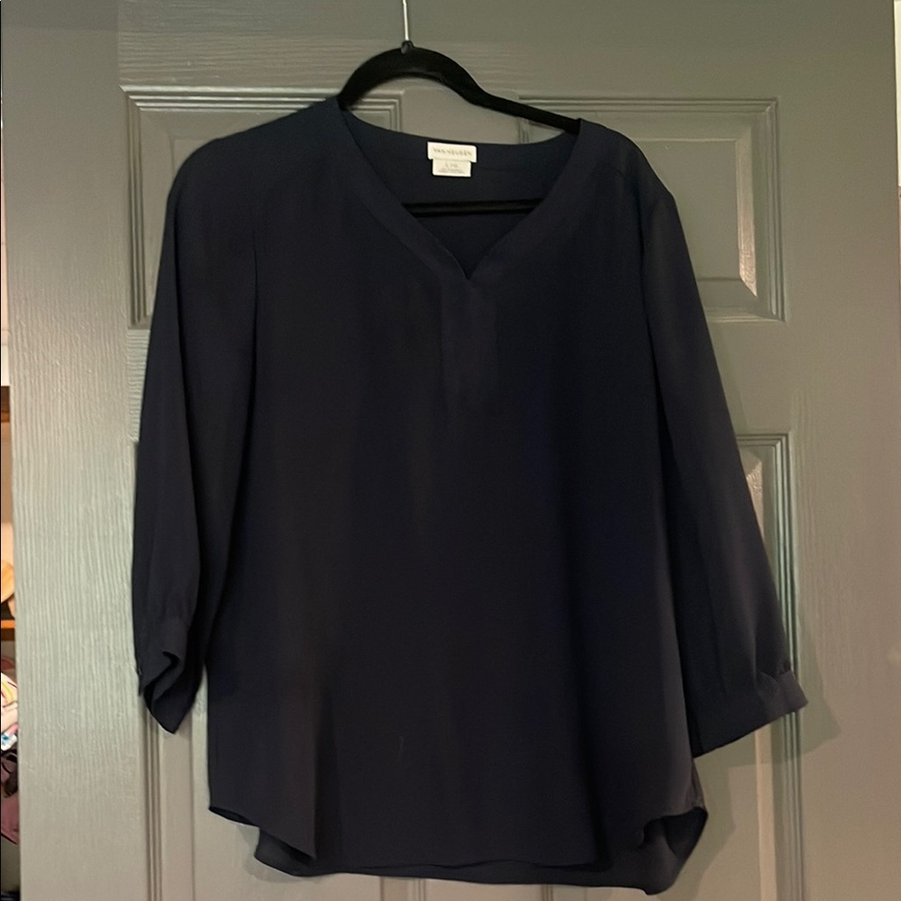 Elegant Navy Blouse by Ann Taylor